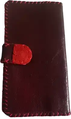 کیف پول زنانه چرم طبیعی زرشکی