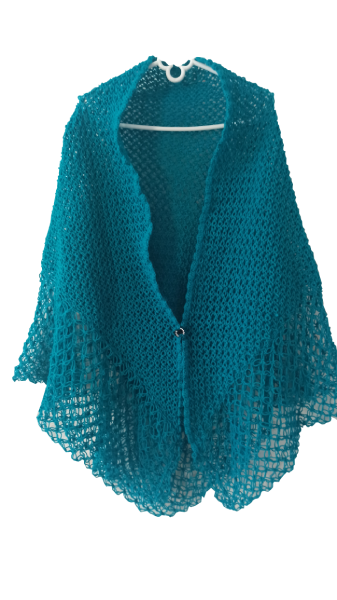 روسری سه گوش بافتنی محلی، اشارپ طرح ساده و زیبا آبی